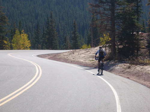 Cyclist climbing Pikes Peak.